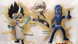 Cartoon Series: Disney Jr's PJ Masks Villains TIme-Lapse Drawing