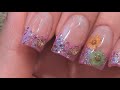 Acrylic Nails Tutorial - Dried flowers