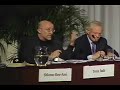 In this clip Ben-Ami speaks about the American-Israeli radical right and how dissent is suppressed through semantics and group association. Shlomo Ben-Ami was Israel's Minister of Public Security under the Barak government from 1999 and in August, 2000, Barak appointed Ben-Ami as Israel'S acting foreign minister. Ben-Ami was officially appointed foreign minister in November 2000. Ben-Ami remained foreign minister and security minister until March 2001 when the Sharon government took office. Ben-Ami refused to serve in the Sharon government. Ben-Ami's latest book is 'Scars of War, Wounds of Peace: The Israeli-Arab Tragedy'.