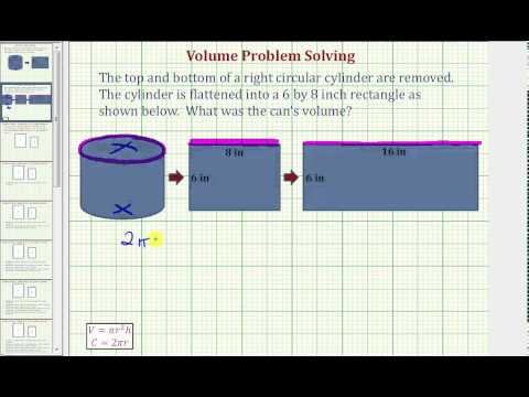 Ex: Determine the Volume of a Cylinder Given the Dimensions of a ...