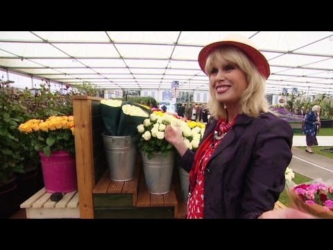 That - At the Chelsea Flower Show, actress Joanna Lumley demonstrates how roses are grown in Kenya using recycled water.