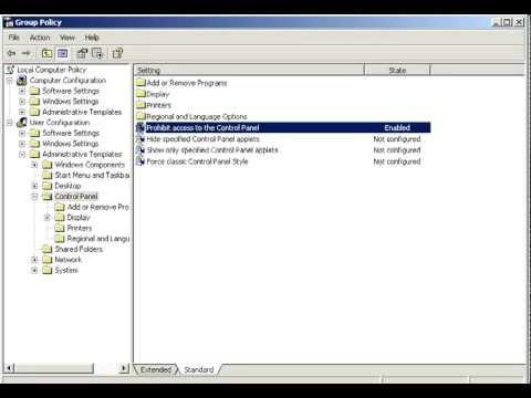 how to disable control panel in windows xp