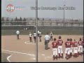Softball player carried around bases by opponents