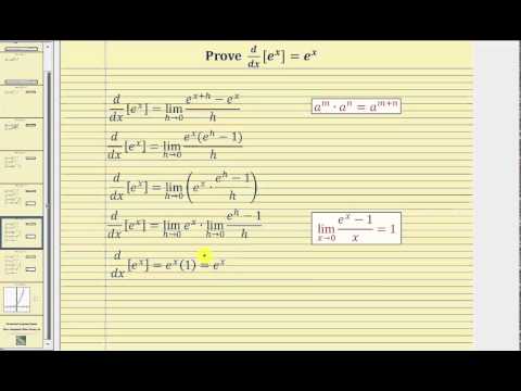 how to prove the derivative of e^x