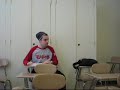 Matty G drums in class while trying to study his lines.
