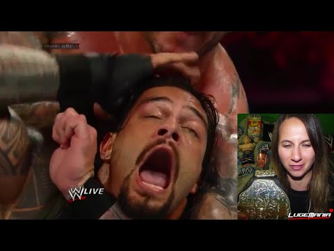 WWE Raw 7/21/14 Roman Reigns vs Randy Orton and Kane Handicap Match