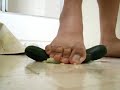 Bare Male Feet crushing a Cuke