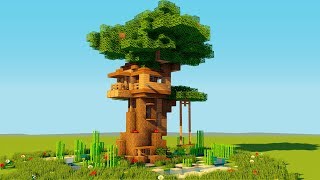 How to make a Minecraft TREE House! -  Easy Starter Treehouse - 2018