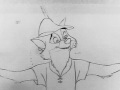 Pencil test of a scene from Robin Hood , animated by Milt Kahl.