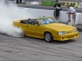 Bright yello Ford Mustang doing the longest burnout EVER!!!