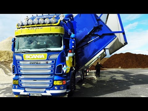 truck - Scania wood chip truck transports bark from Bergkvist sawmill at Insjön, Sweden Driver Tommie Ringve, Niclas Sjöblom transport AB, Dalafrakt For more truck v...