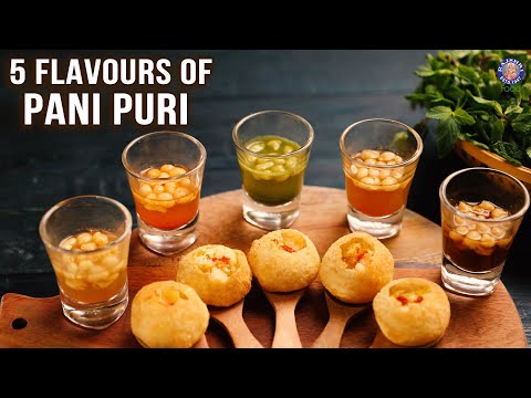 5 Flavours Pani Puri Recipe | Pudina, Jeera, Garlic, Tamarind, Hing | how to make pani puri water?