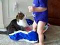 Christopher pets the kitty