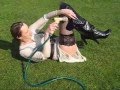 Wetmar wet seethrough dress and thigh boots