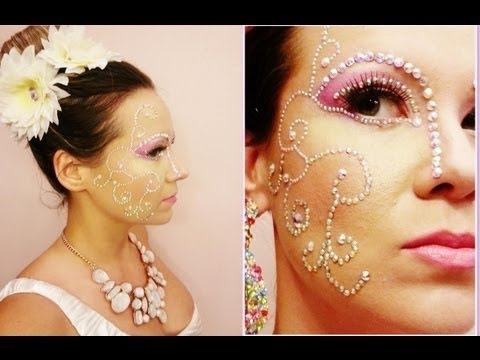 how to attach rhinestones to face