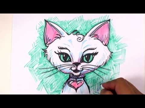 how to draw the face of a cat