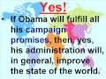 Will the Obama Administration Improve the State of the World?  Rey Ty