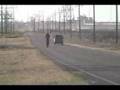Yamaha R6 wheelies at the power plant in Lubbock Texas