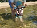 Ben in the lake at the cottage