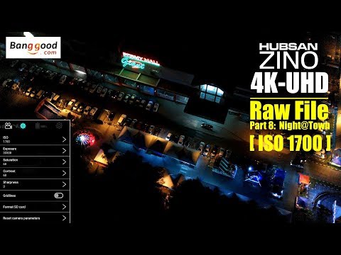 HUBSAN ZINO H117s 4K UHD drone -Part 8: 4K ISO 1700 raw video at night above town