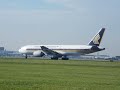 Singapore airlines 777-200ER line up and take off at schiphol @ 18L Singapore airlines 777-200ER line up and take off at schiphol @ 18L