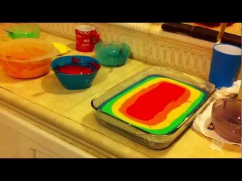 como hacer pasteles - Una forma fácil de hacer un arcoiris en un pastel :)