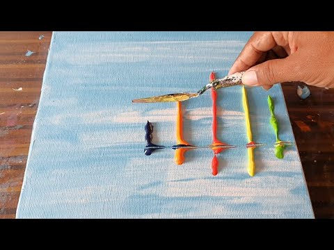 Abstract Landscape Painting Demo / Very Easy Technique for Beginners / Daily Art Therapy / Day #0230