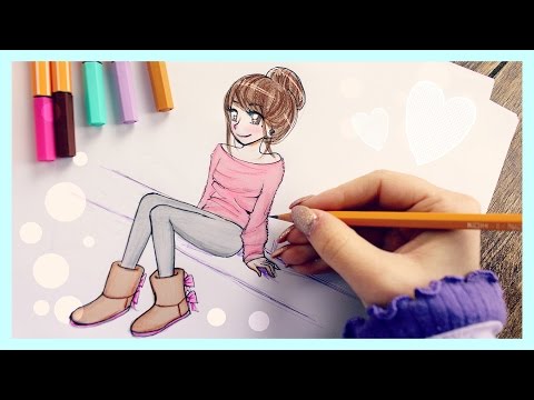❤ Drawing Tutorial – How to draw a Girl with UGGS ❤