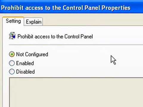 how to disable control panel in windows xp