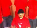 Images of Julien Friedler's Jack Balance Performance, in Ostende (Belgium), August 2007, featuring ten clones of the clown Jack Balance, a beach cabin, a bottle, the beach, the sun, the sea and the questionnaire of the 