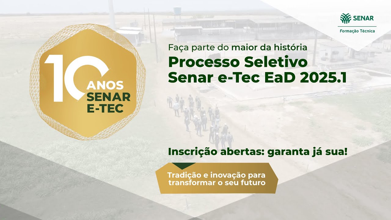 Processo Seletivo Senar e-Tec EaD 2025.1