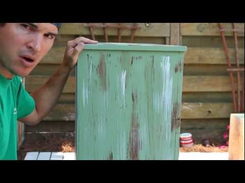 Distressed - How to paint furniture then distress it to give your furniture that antique finish. Refinishing and painting furniture tips and techniques. This week's proje...