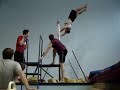 Pole vault drills in the gym
