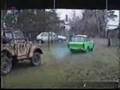 Car towing another car in Czech republic goes horribly wrong