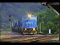 A westbound TOFC train hosts 10 units on the point.  Circa 1995-96.www.parailfan.com