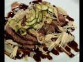 Magret de pato sunsido y asado con crema de aceto balsamico
