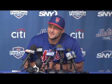 Video: Tim Tebow arrives at New York Mets camp, talks baseball goals