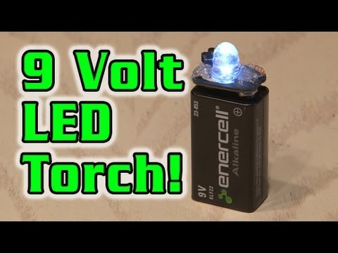 torch - Here is an easy to build mini 9 Volt LED flashlight! WATCH IN 720P!Get the schematic at http://www.kipkay.com Resistor Calculator here: http://led.linear1.or...