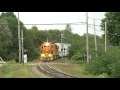A day-long chase from Montreal to Buckingham Jct. The train was running a little late, so there was no meet at Thurso. Instead, the crew continued on to Buckingham Jct. where they dropped their cars, and then hooked up to the cars left by the Buckingham Turn, for the trip back to Montreal. Shot on Friday August 26th, 2009.