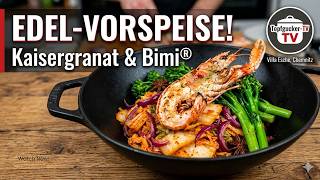 Edel-Vorspeise aus dem Wok: Kaisergranat auf Kimchi & Bimi&reg; | Villa Esche Chemnitz