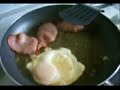 Bacon and fried egg sandwich