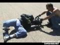 Motorcycle crashes after attempted stoppie!