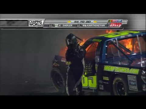 2010 NASCAR Charlotte Truck Race Brent Raymer Fire