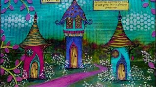 Mixed Media Art Journal Page - Houses Of Hope