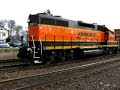 BNSF 2017, a rebuilt GP38-2, throttles up after running around his train, the R452 local.