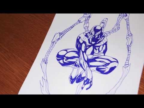 how to draw iron spider