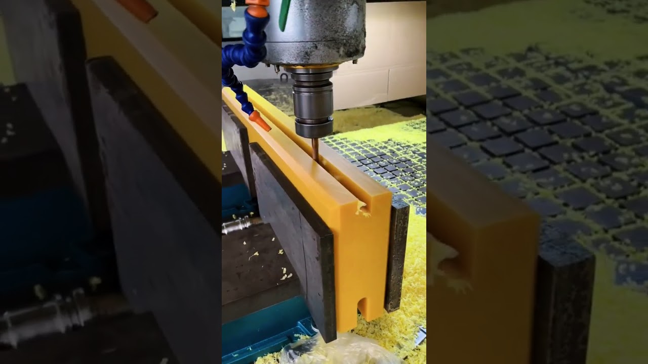 cnc processing yellow nylon workpiece