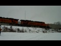 BNSF 6150 Loaded Coal Train Meets BNSF Z-Train w/10 Engine Lashup!
