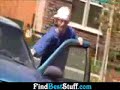 A loser gets his car stolen while he ghost rides his whip