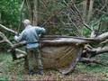 bushcraft survival basher shelter with resin fire part 1